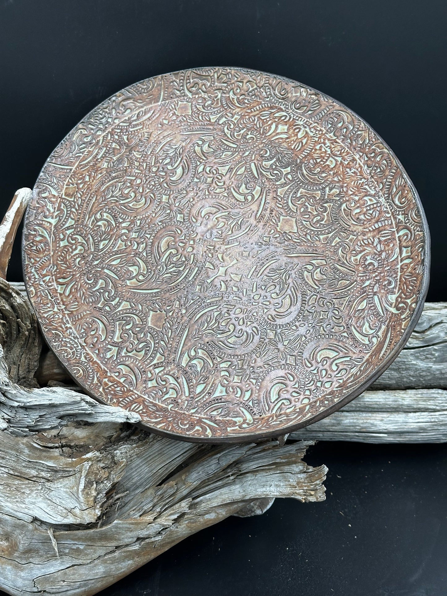 Brown and Green Large Serving Platter approximately 12”x15” (S0101)